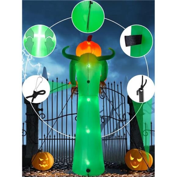 12FT Halloween Inflatable with LED Light, Giant Pumpkin Halloween - Picture 4 of 8